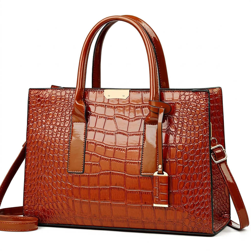 Women's Solid Color PU Leather Shoulder Tote Bag
