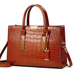 Women's Solid Color PU Leather Shoulder Tote Bag