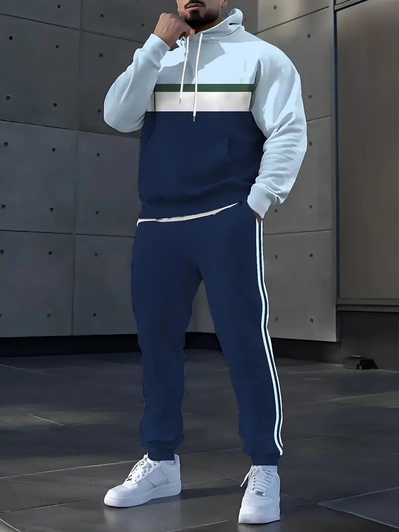 Men's Casual 3D Pattern Print Hoodie Tracksuit Set