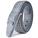 Men's Crocodile Pattern Leather Belt with Smooth Buckle