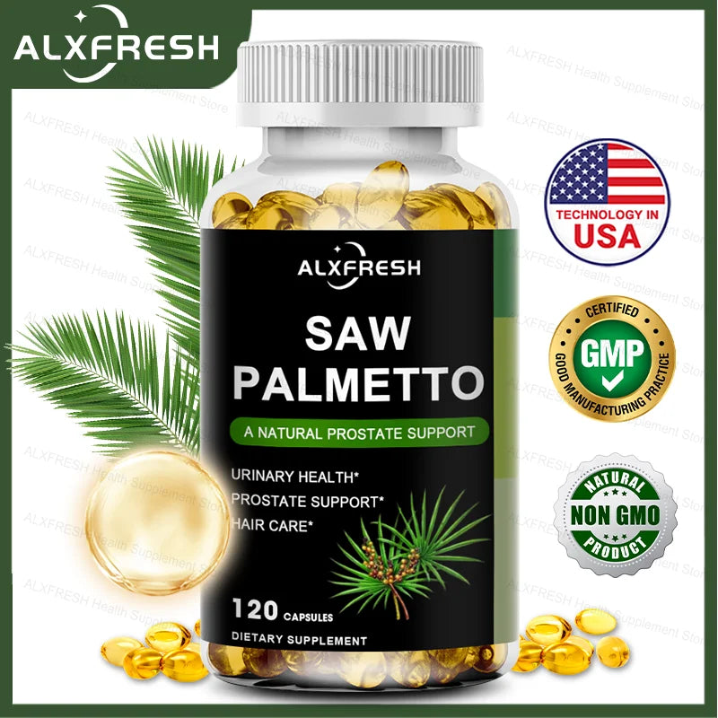 Saw Palmetto Capsules for Prostate Urinary Tract Bladder and Hair Health