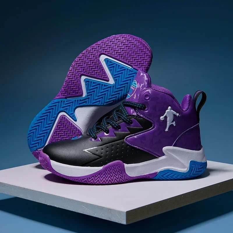Kids' Breathable Non-Slip Lace-Up Basketball Sneakers