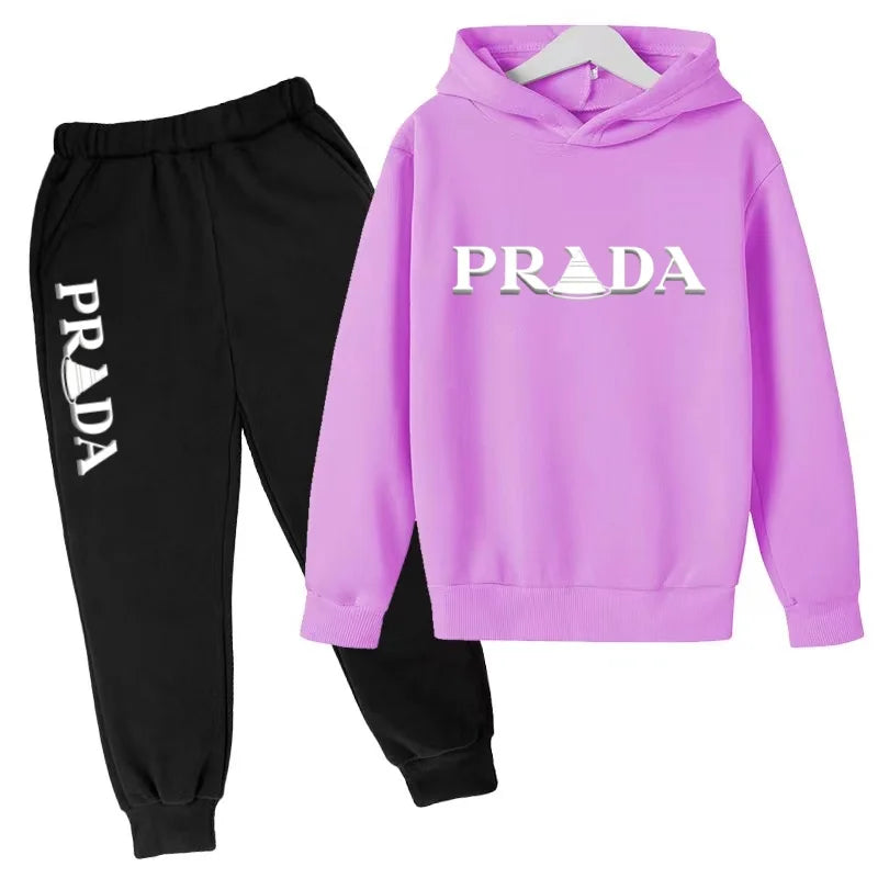 Kids' Printed Hooded Sweatshirt and Pants 2-Piece Set