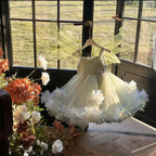 Girls' Lace Beaded Flower Girl Ball Gown Dress