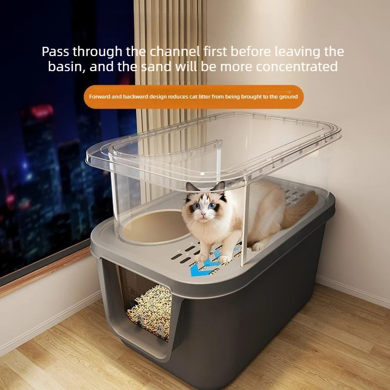Double Layer Enclosed Cat Litter Box for Cats