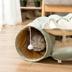 Collapsible 2-Way Cat Tunnel Bed with Mat