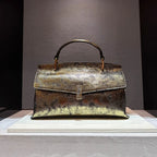 Women's Luxury Leather Snake Stitching Shoulder Handbag
