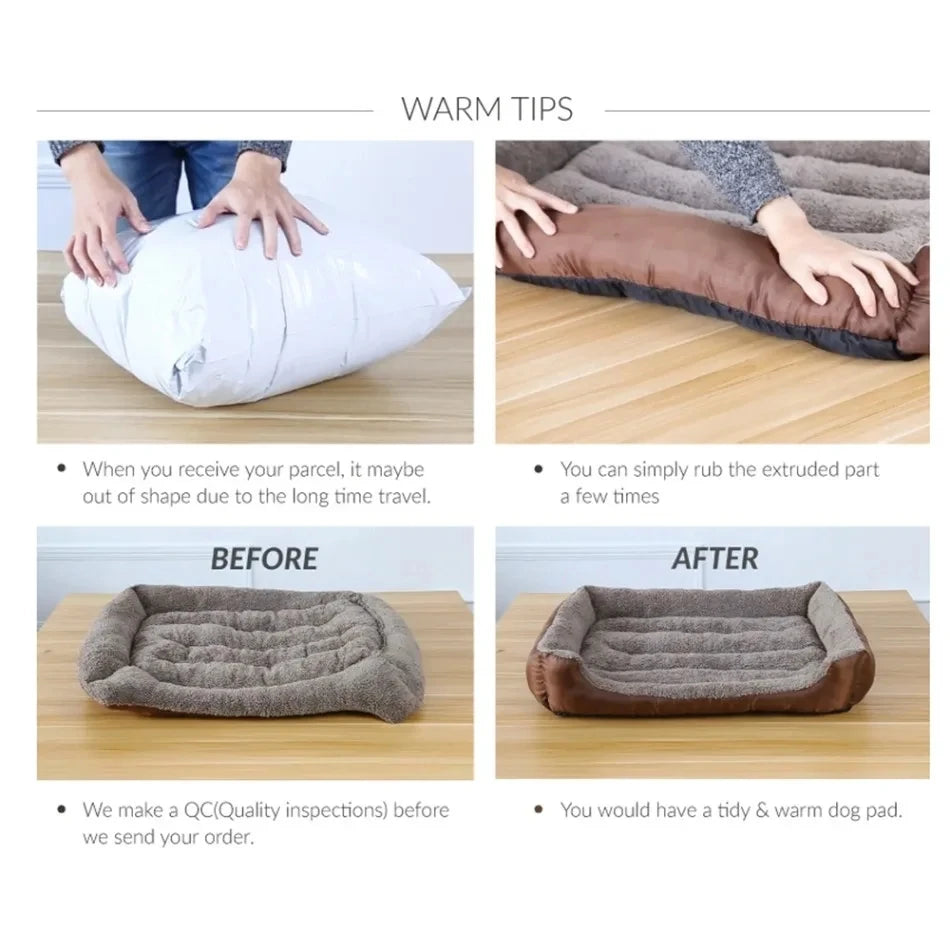 Soft Square Dog Sofa Warm Washable Pet Bed