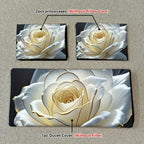 Golden Edged White Rose Print Duvet Cover Set with Pillowcases