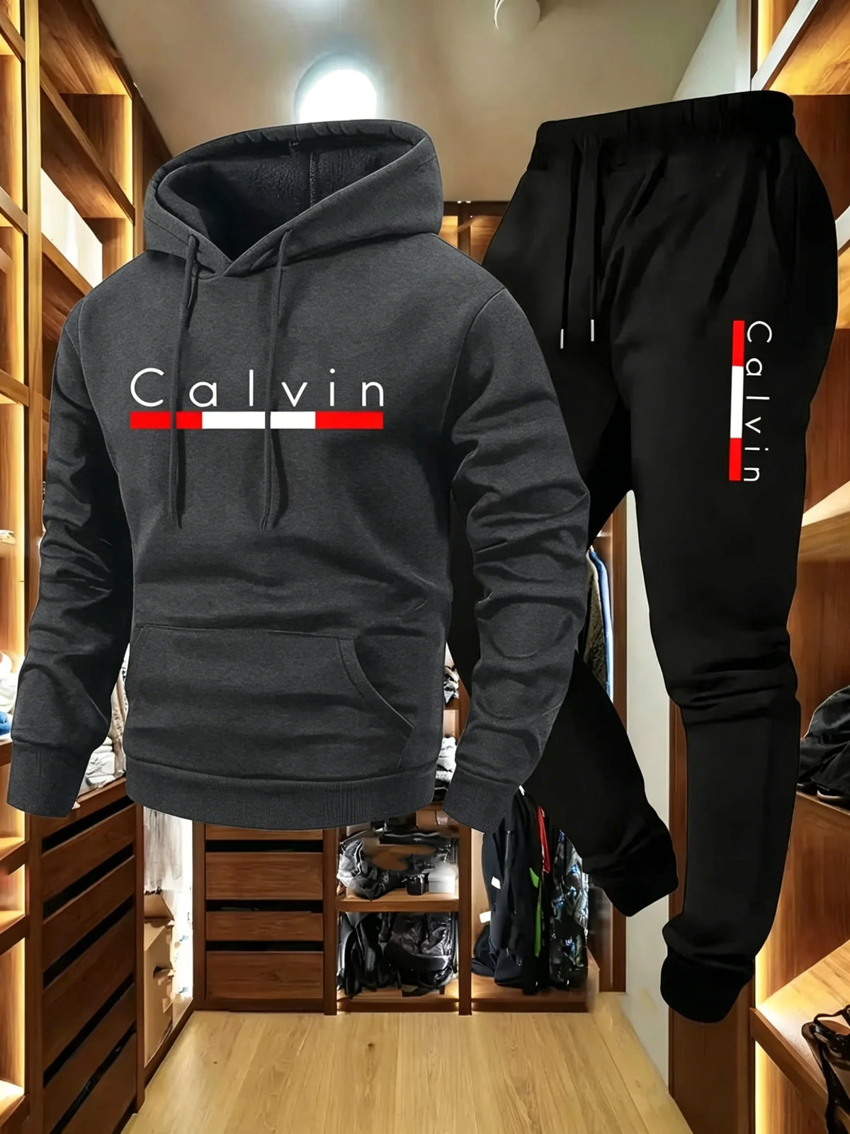 Men's Winter Fleece Hoodie and Jogger Pants Set
