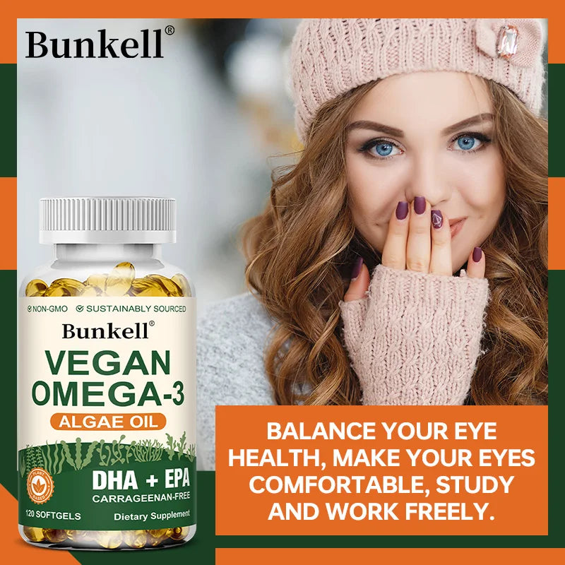 Vegan Omega 3 Algae Oil Brain and Heart Support Capsules