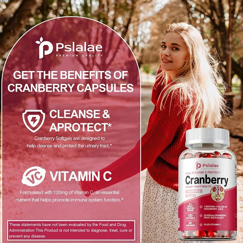 Organic Cranberry Capsules Urinary Tract Bladder Health