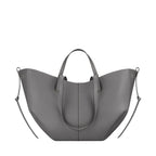 Women's Solid Color Genuine Leather Handbag Shoulder Tote Bag