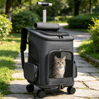 Large Capacity Pet Rolling Backpack Travel Carrier Suitcase