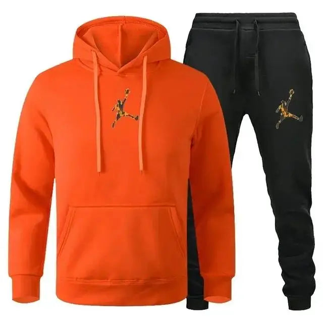 Men's Hooded Pullover and Jogger Pants Two-Piece Set