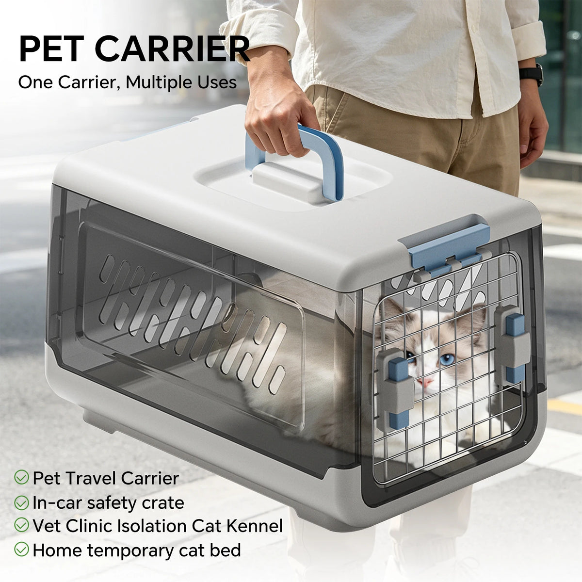 Large Capacity Pet Travel Carrier Box for Cats Dogs