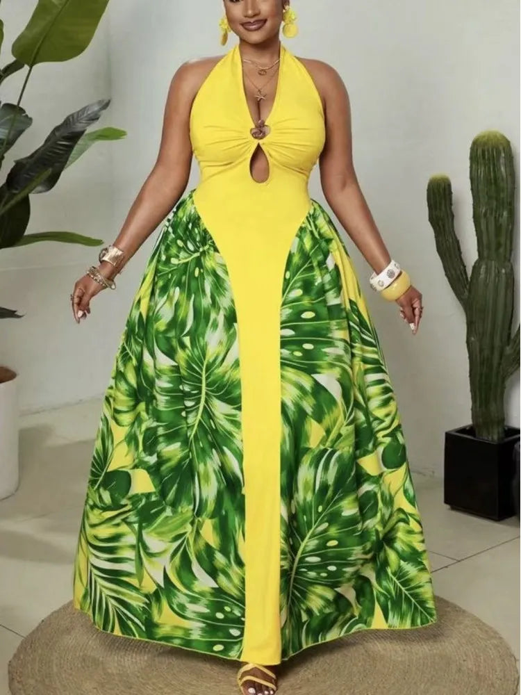 Women's Elegant Sleeveless Dashiki Maxi Dress