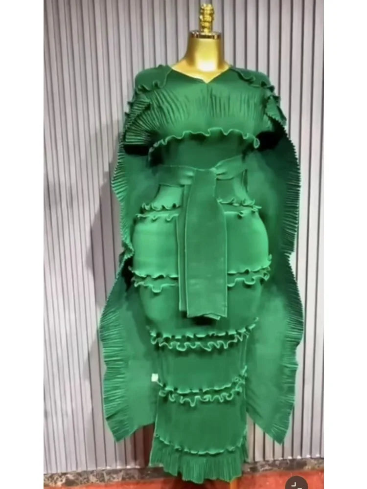 Women's Ruffle Pleated Slim Long Banquet Dress