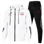 Men's Zip-Up Hooded Sweatshirt and Pants Two Piece Set