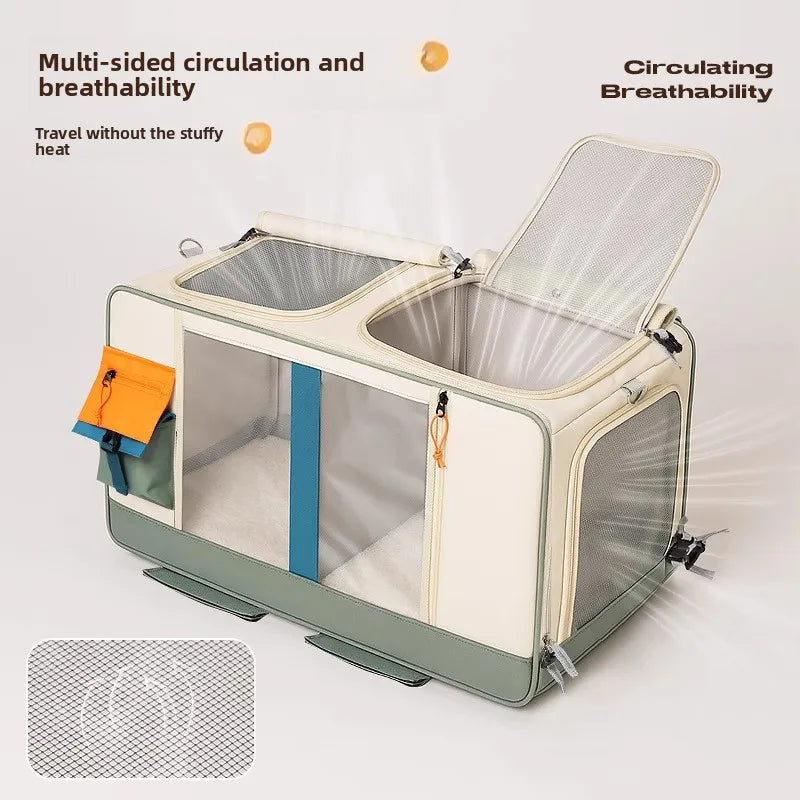 Portable Travel Pet Trolley Carrier Backpack for Cats Dogs