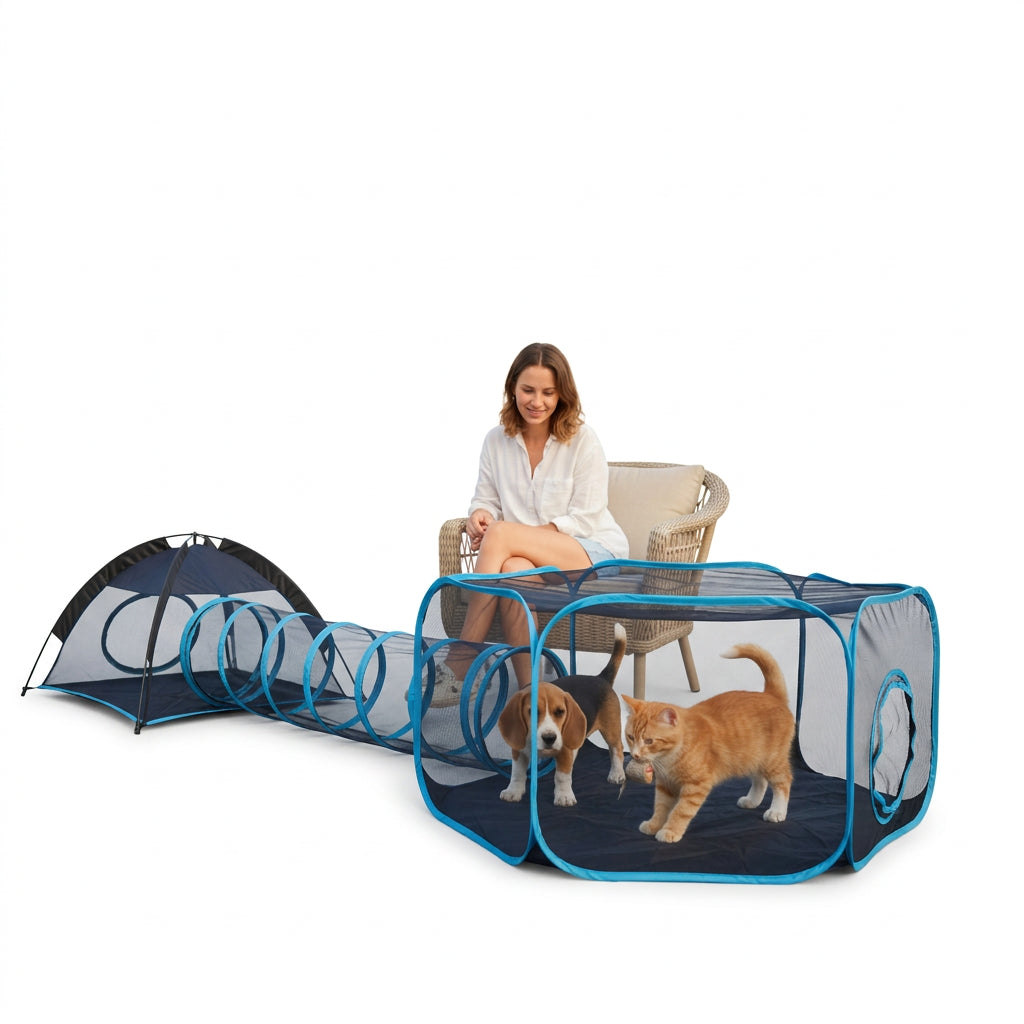 Foldable Pet Tunnel Tent Playpen for Cats Dogs