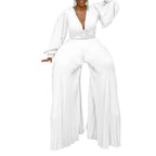 Women's African Fashion Long Sleeve V-Neck Ankara Jumpsuit
