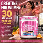 Women's Creatine Monohydrate BCAA Multi-Collagen Biotin Vitamin D3 Tropical Orange Powder