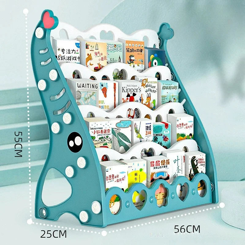 Kids Cartoon Duckling 5-Layer Bookshelf Toy Storage Rack