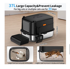 XXL Stainless Steel Enclosed Cat Litter Box with Lid & Scoop – High-Sided Anti-Splash Extra Large Litter House with Step Stool, Front & Top Entry (Black)