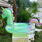 Inflatable Rainbow Unicorn Baby Swim Ring Pool Float