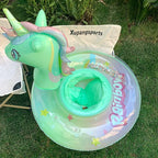Inflatable Rainbow Unicorn Baby Swim Ring Pool Float