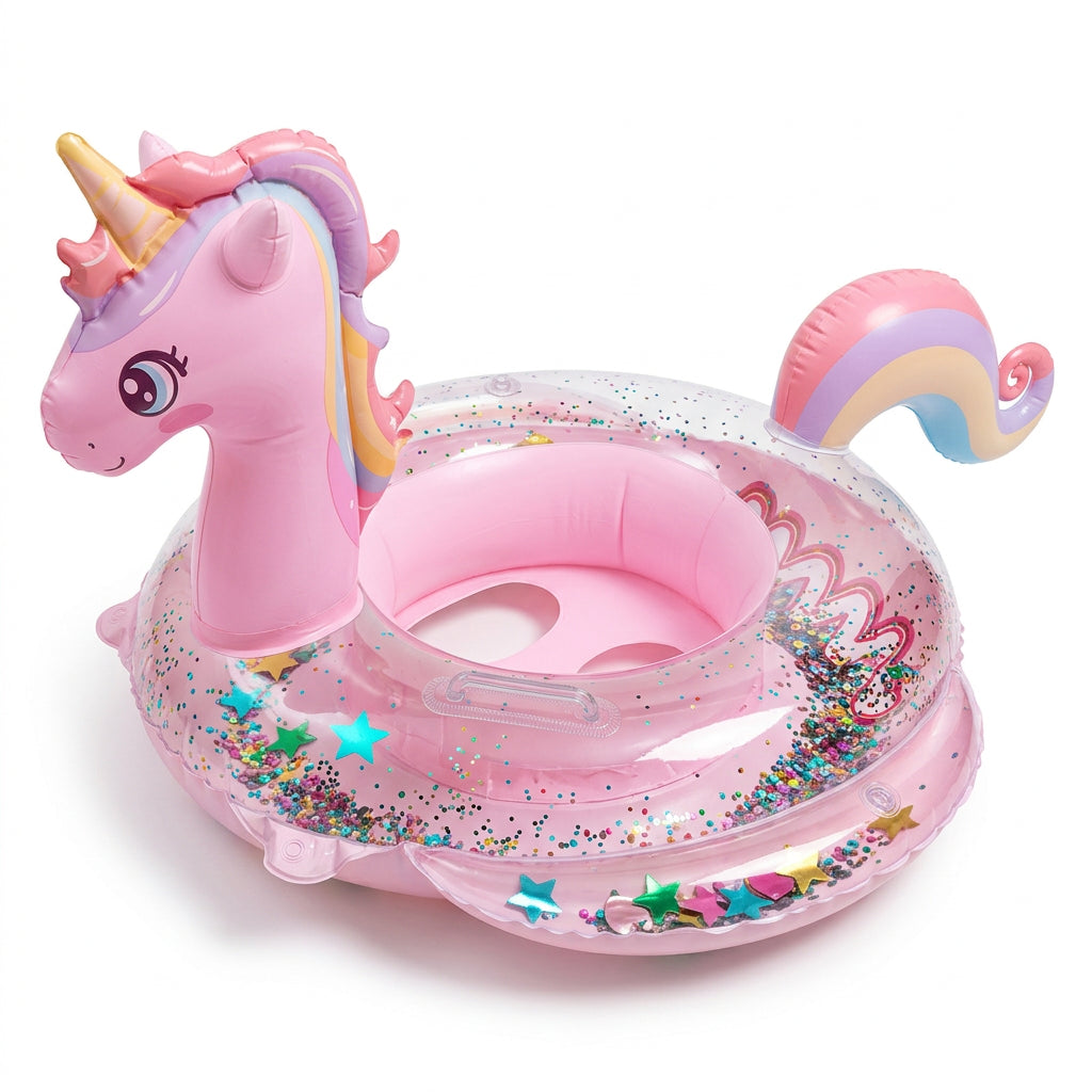Inflatable Rainbow Unicorn Baby Swim Ring Pool Float