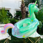 Inflatable Rainbow Unicorn Baby Swim Ring Pool Float