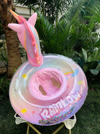Inflatable Rainbow Unicorn Baby Swim Ring Pool Float