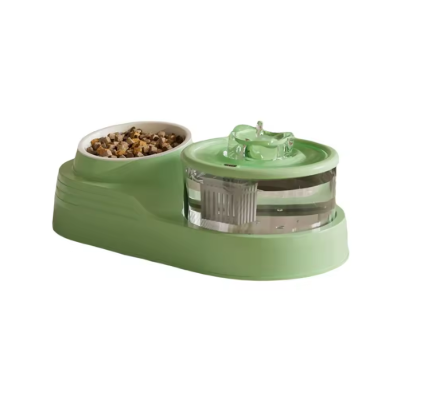 2-in-1 Pet Water Fountain & Food Feeder – USB Charging Automatic Purifying Cat Water Dispenser, Large Capacity Quiet Drinker Bowl with Ergonomic Neck Protection