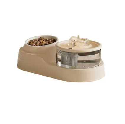 2-in-1 Pet Water Fountain & Food Feeder – USB Charging Automatic Purifying Cat Water Dispenser, Large Capacity Quiet Drinker Bowl with Ergonomic Neck Protection