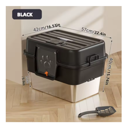 XL Stainless Steel Enclosed Cat Litter House – Anti-Splash Odor Control Litter Box