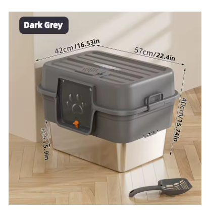 XL Stainless Steel Enclosed Cat Litter House – Anti-Splash Odor Control Litter Box