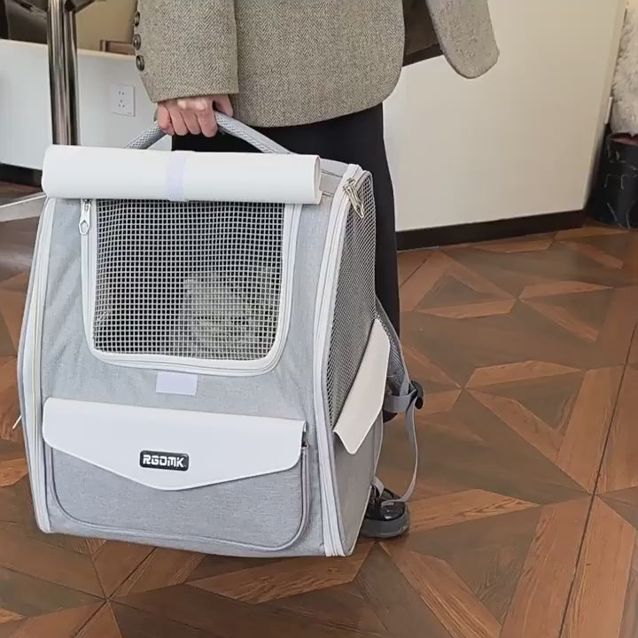 Breathable Foldable Pet Stroller Backpack Carrier for Cats Dogs