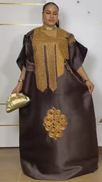 Women's Traditional African Dashiki Ankara Embroidered Maxi Dress