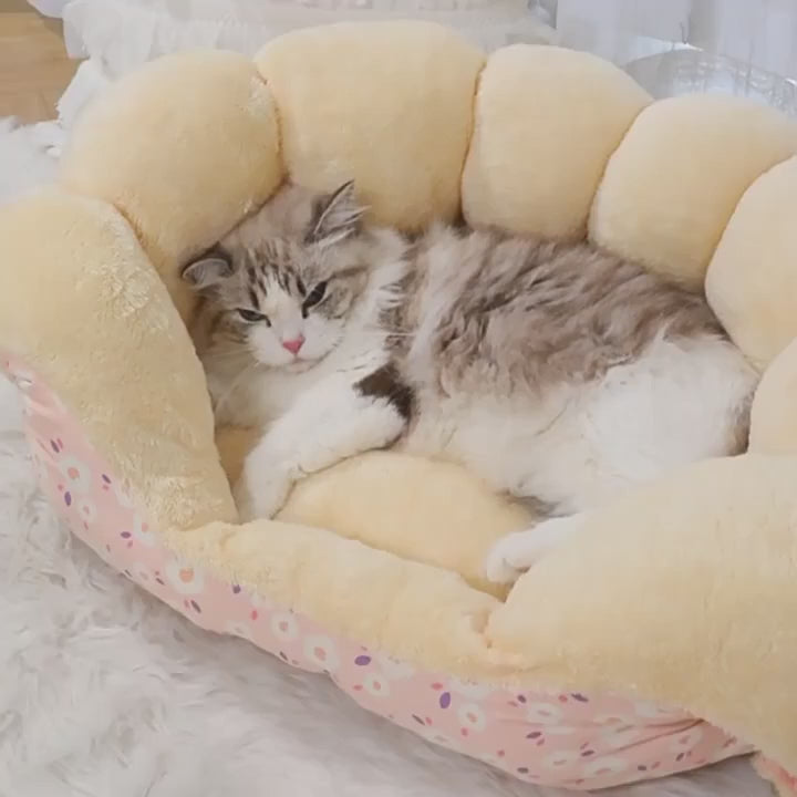 Warm Fluffy Plush Basket House Bed for Cats Dogs