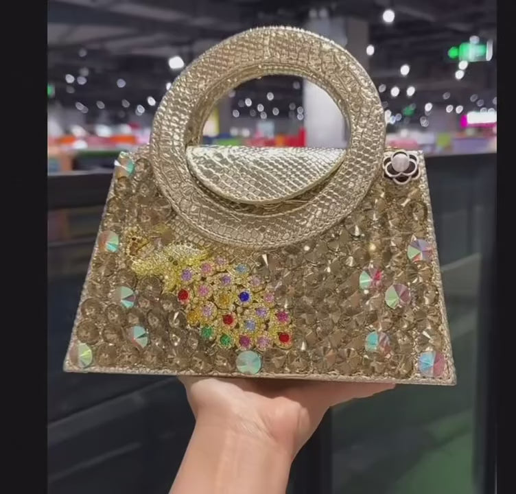 Women's Fashion Rhinestone Minaudiere Crossbody Handbag