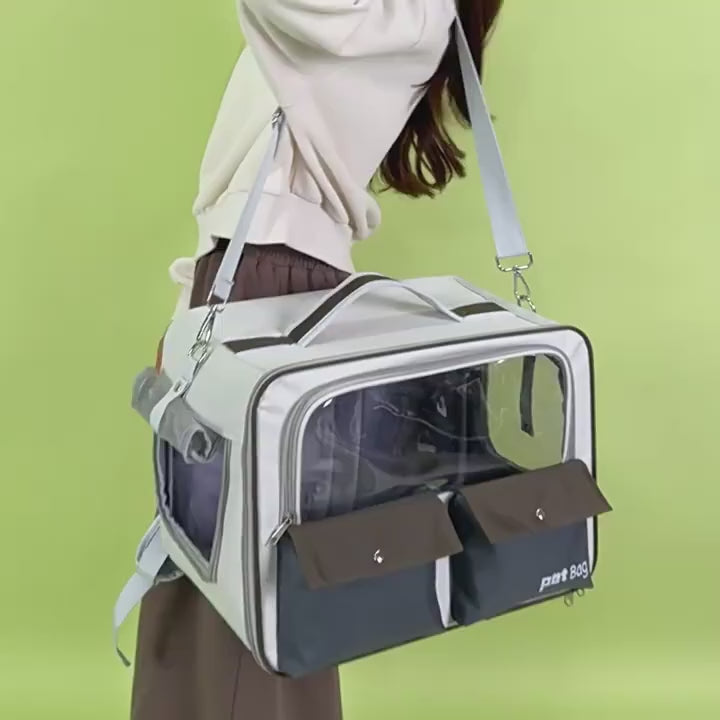 Large Capacity Foldable Rolling Pet Carrier Backpack for Cats Dogs