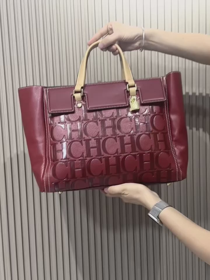 Women's Embossed Letter Shopper Shoulder Tote Bag
