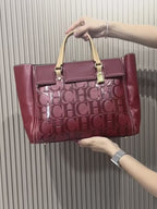Women's Embossed Letter Shopper Shoulder Tote Bag