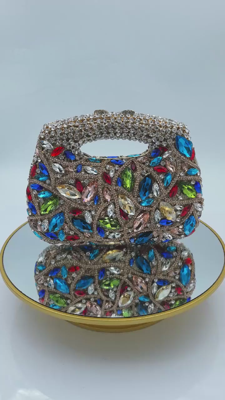 Women's Luxury Rhinestone Top Handle Evening Clutch Bag