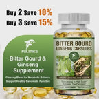 Bitter Gourd & Ginseng Blood Sugar Metabolic Support Dietary Supplement Capsules