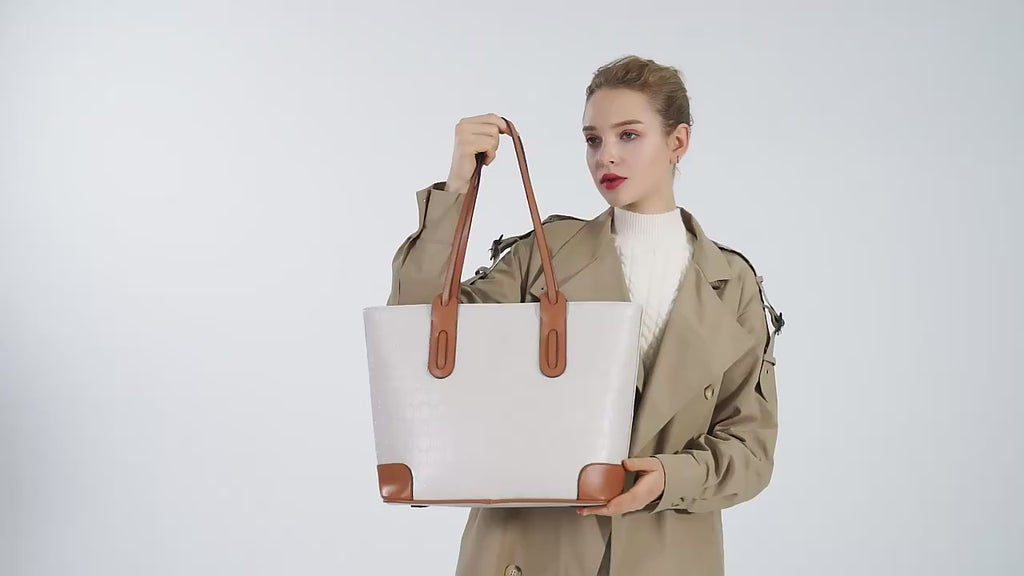 Women's Faux Leather Handbag and Crossbody Bag 4-Piece Set