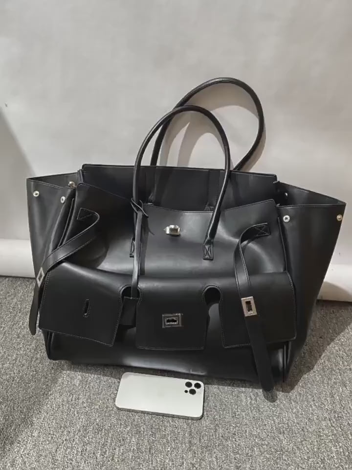 Women's Large Capacity PU Leather Commuter Shoulder Bag