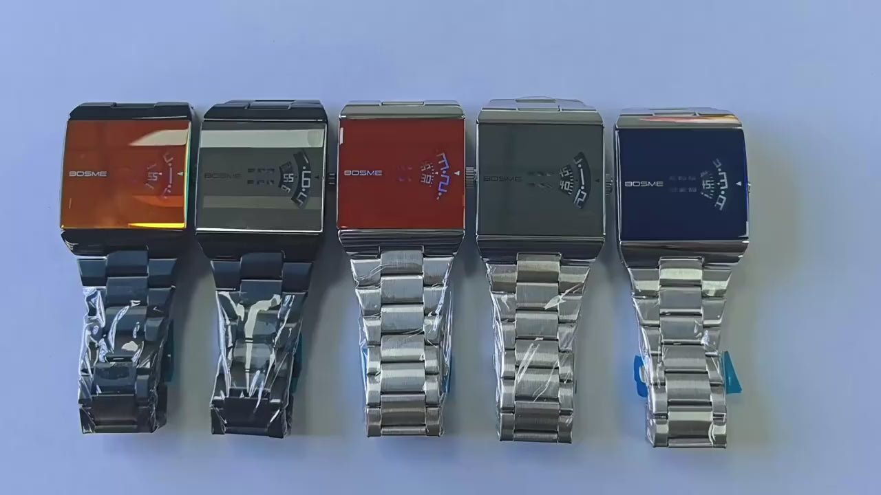 Men's Fashion Square Stainless Steel Quartz Wristwatch